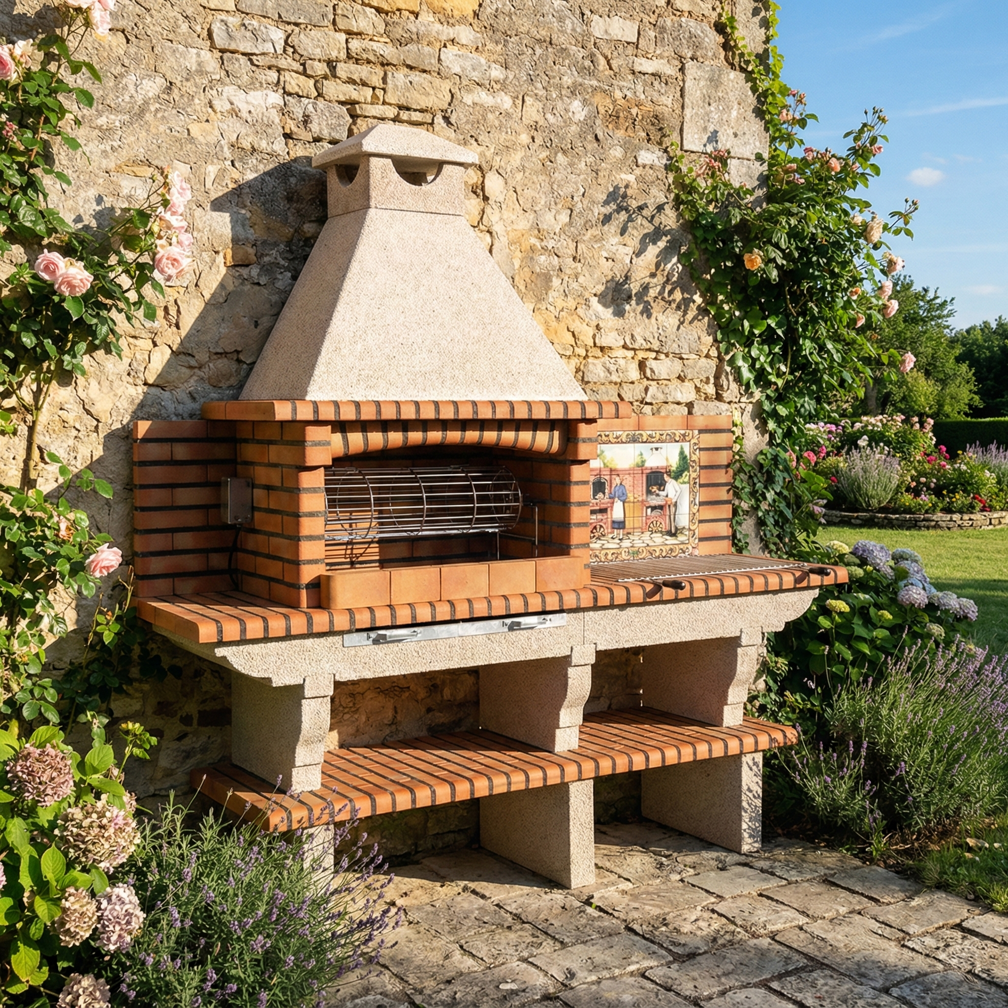 Rôtissoire Cochon de Lait Inox + Moteur Électrique (pour barbecues Terracotto/Rustika/Nexa/Inoxa)