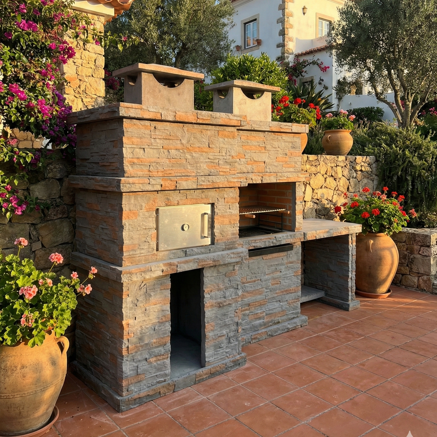 🔥 Rocca Four 474 – Barbecue en Pierre avec Four & Évier Inox