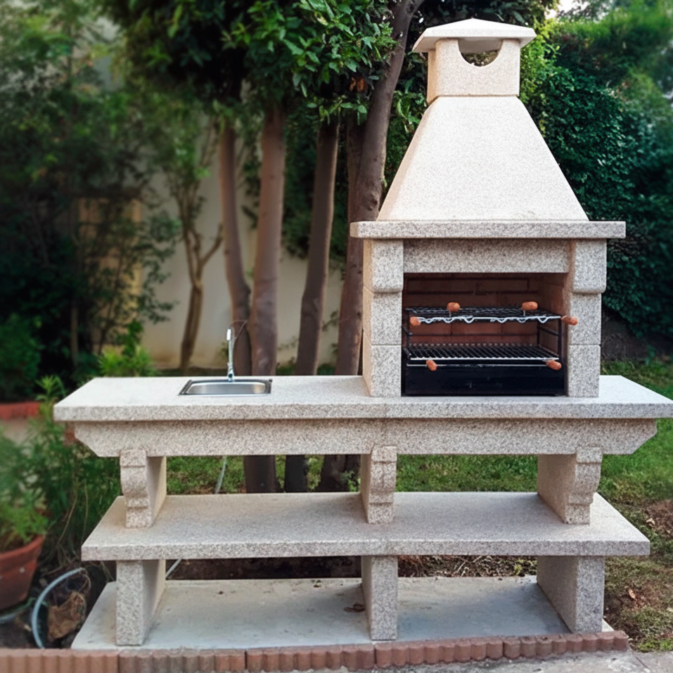 Pietra 042 – Barbecue en granit 60 cm avec plan de travail (évier optionnel)