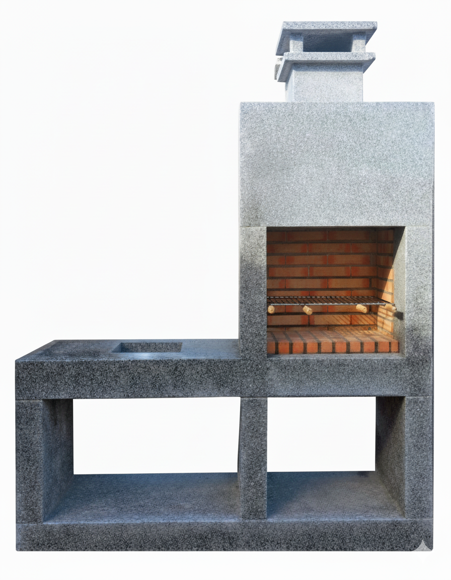 Pietra 049 – Cuisine extérieure en granit moderne avec grilloir 60 cm (187 cm)