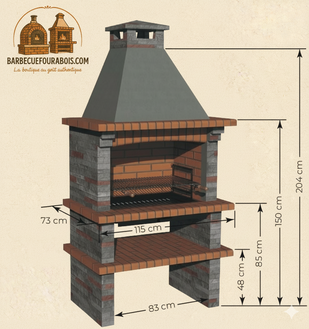 Barbecue Rivieira XL 420 – Modèle en Pierre Reconstituée avec Foyer Large & Grilloir Réglable
