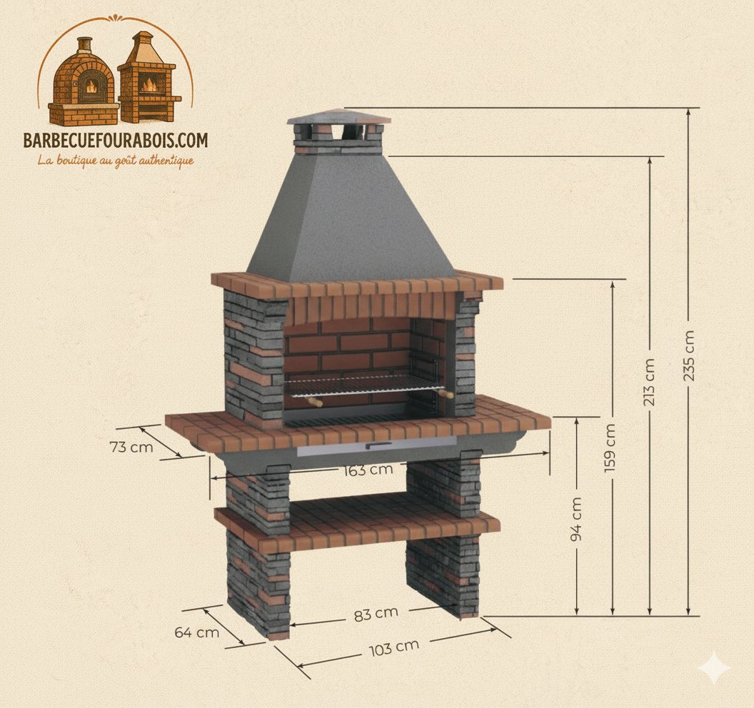 Barbecue en Pierre Rivieira XL – Modèle 421 | Grand Foyer 83 cm