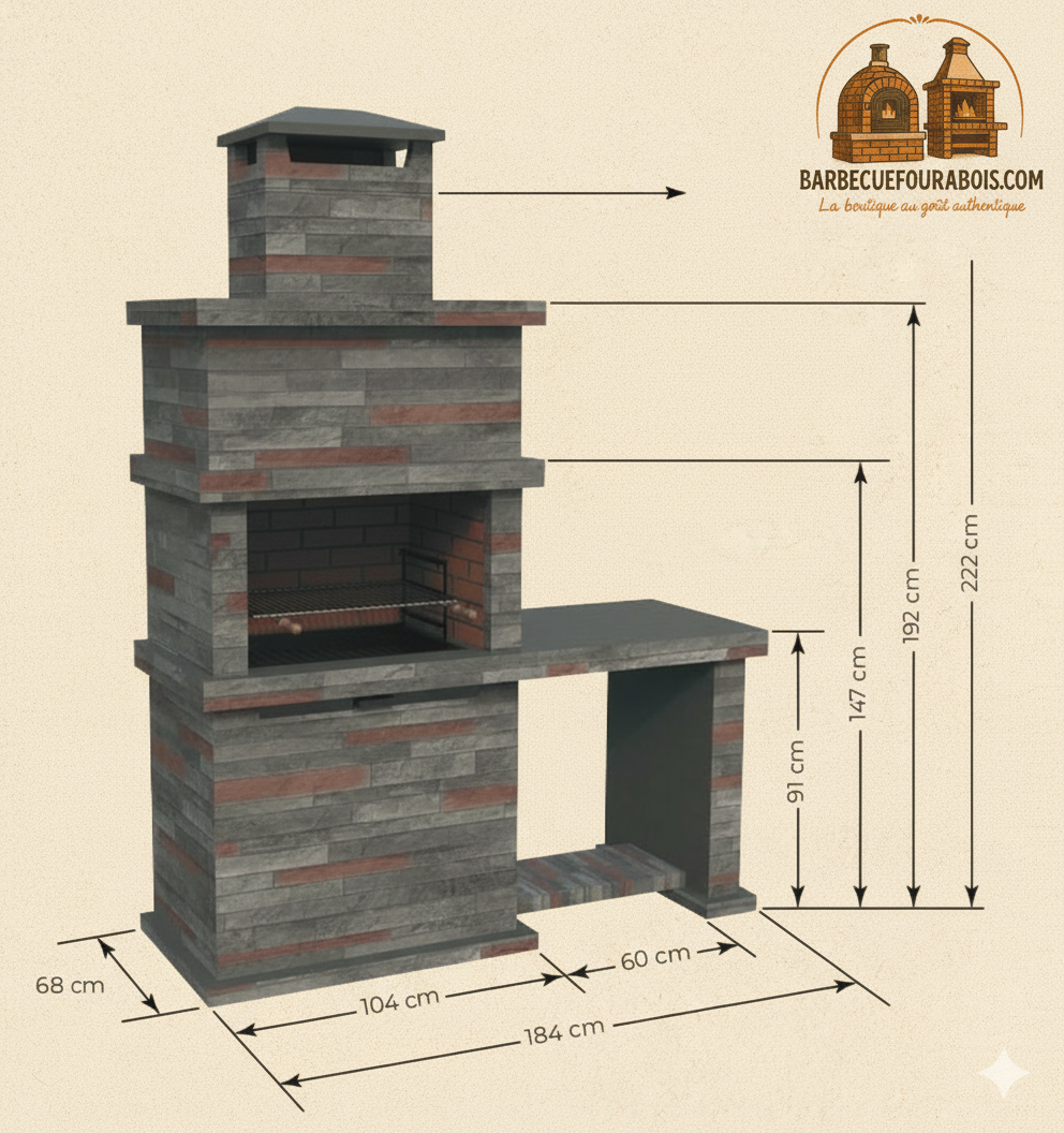 Barbecue en Pierre Reconstituée Rocca 471 – Avec Évier | Marron / Gris