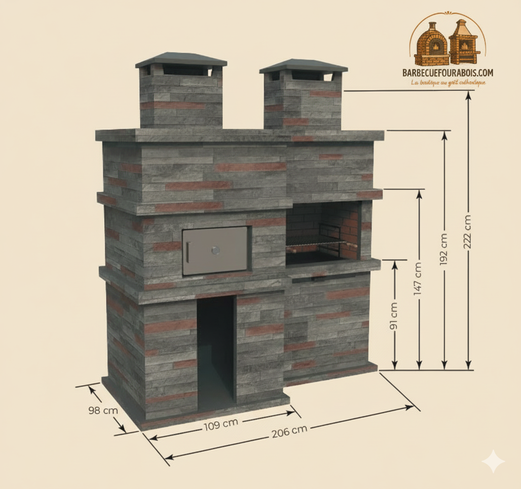 Rocca Four 473 – Barbecue en Pierre avec Four à Bois Intégré