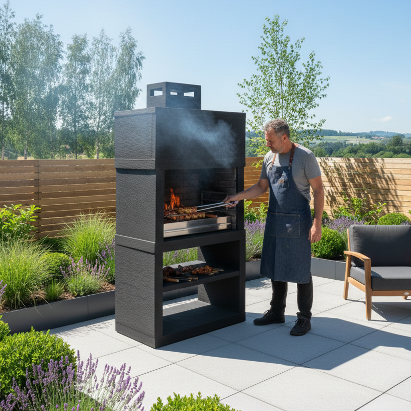 Linea 25 – Barbecue moderne design (4 coloris) avec grilloir acier 80 cm inclus