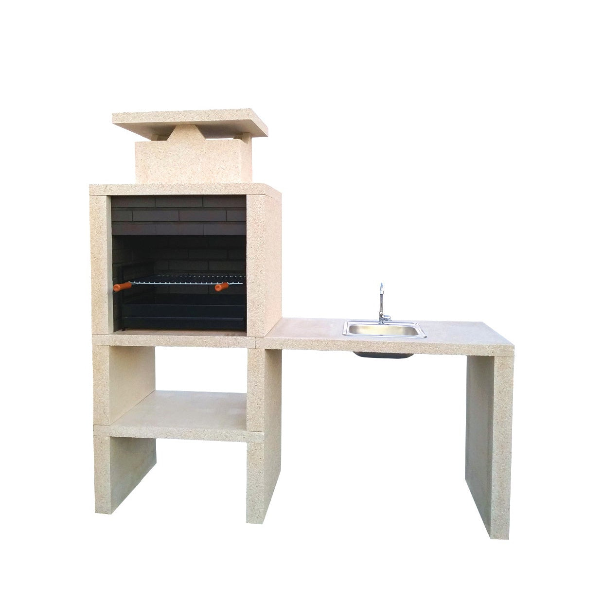 Nexa 609 – Barbecue moderne avec évier (côté à choisir) & grill 60×40 (inox option)