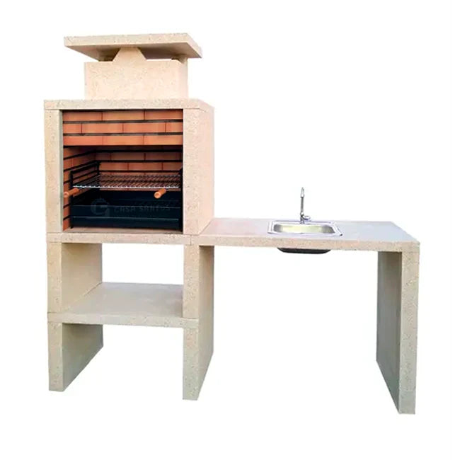 Nexa 609 – Barbecue moderne avec évier (côté à choisir) & grill 60×40 (inox option)