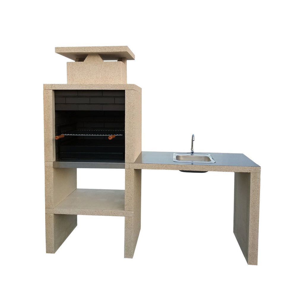 Nexa 610 – Barbecue moderne avec évier (côté à choisir) & plan inox – grill 60×40 (inox option)