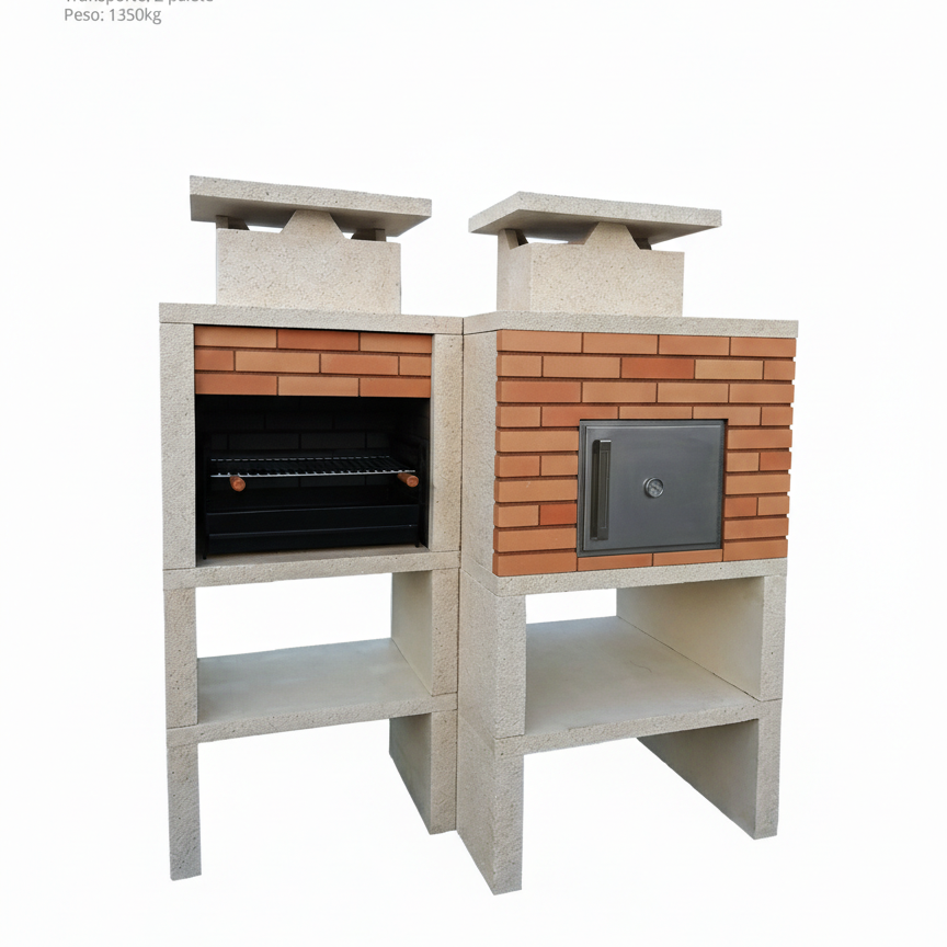 Nexa 612 – Barbecue & Four Ø75 cm – Grill 60×40 cm (briques grises en option)