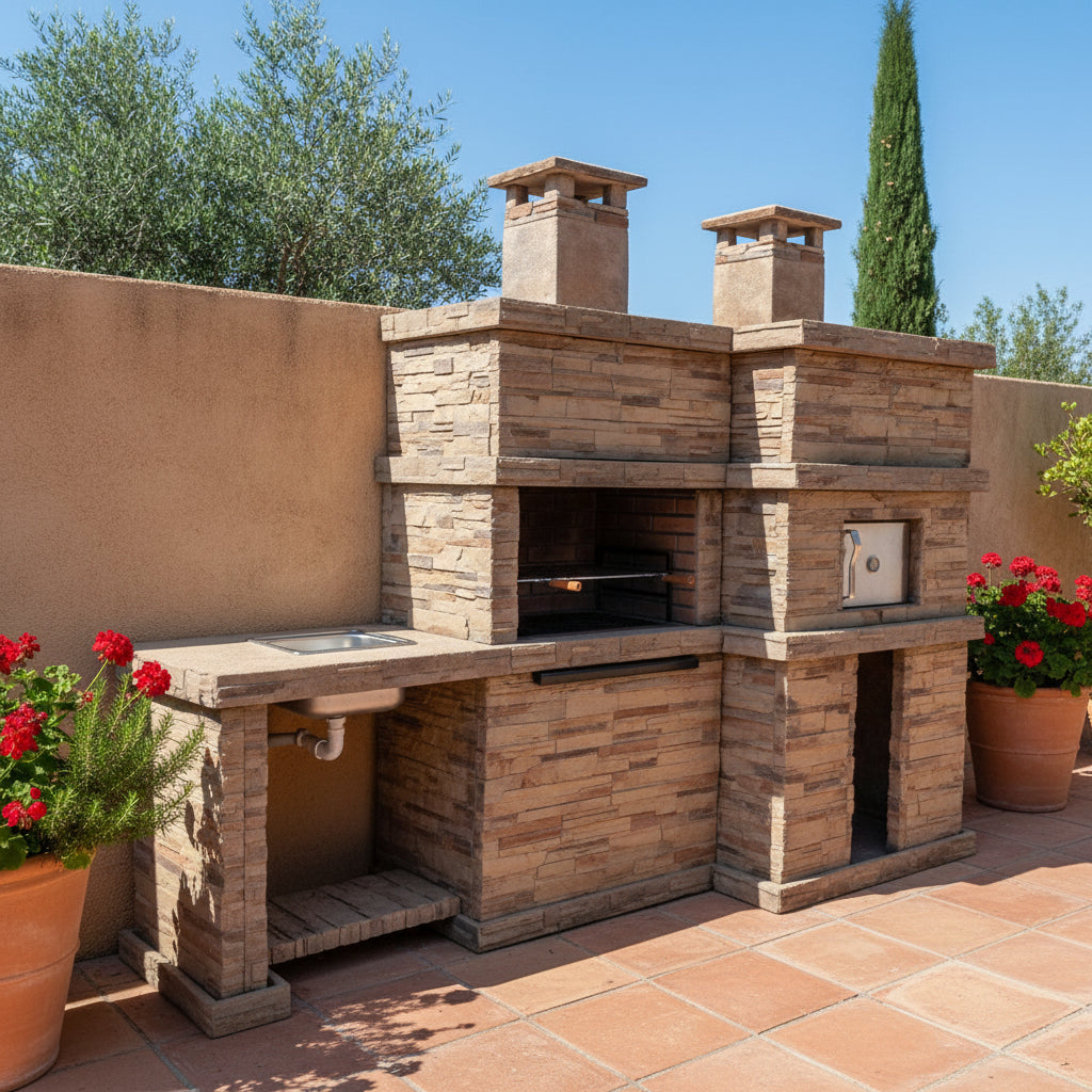 🔥 Rocca Four 474 – Barbecue en Pierre avec Four & Évier Inox
