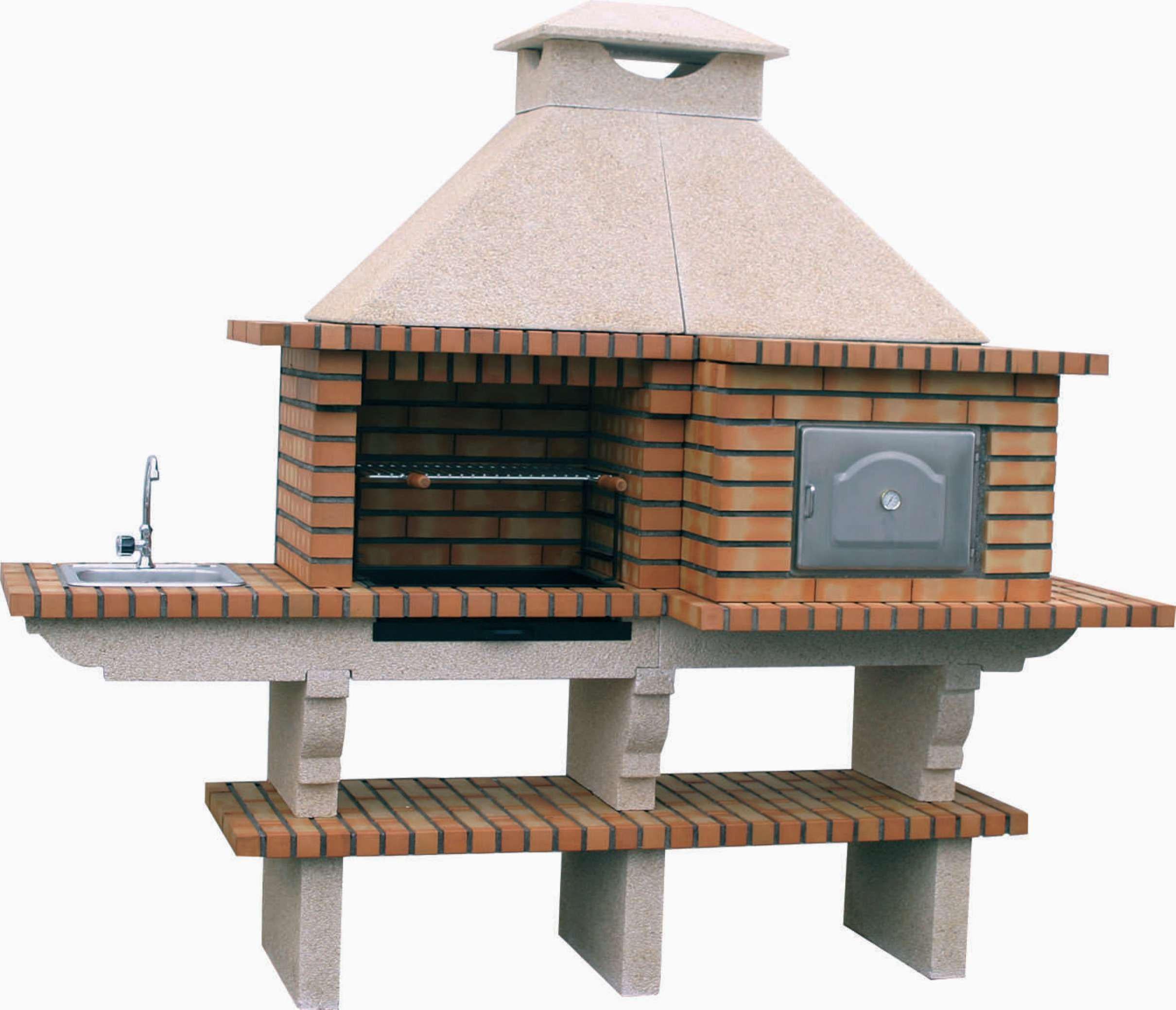 TerraCotto 142 – Barbecue en Brique avec Four à Bois & Évier