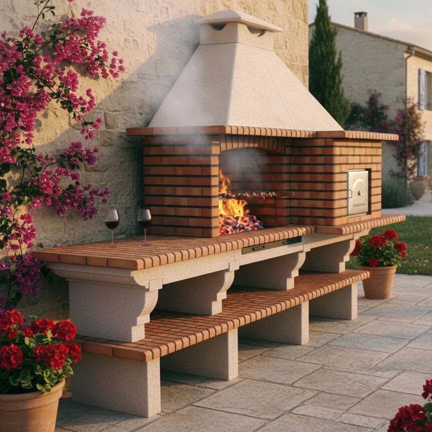 TerraCotto 144 – Barbecue en Brique avec Four & Évier