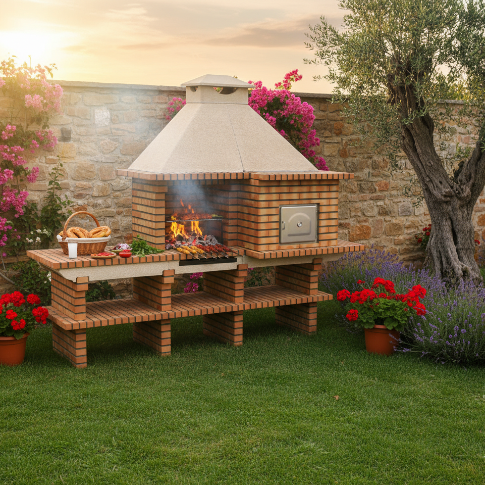 TerraCotto 145 – Barbecue en Brique avec Four & Évier