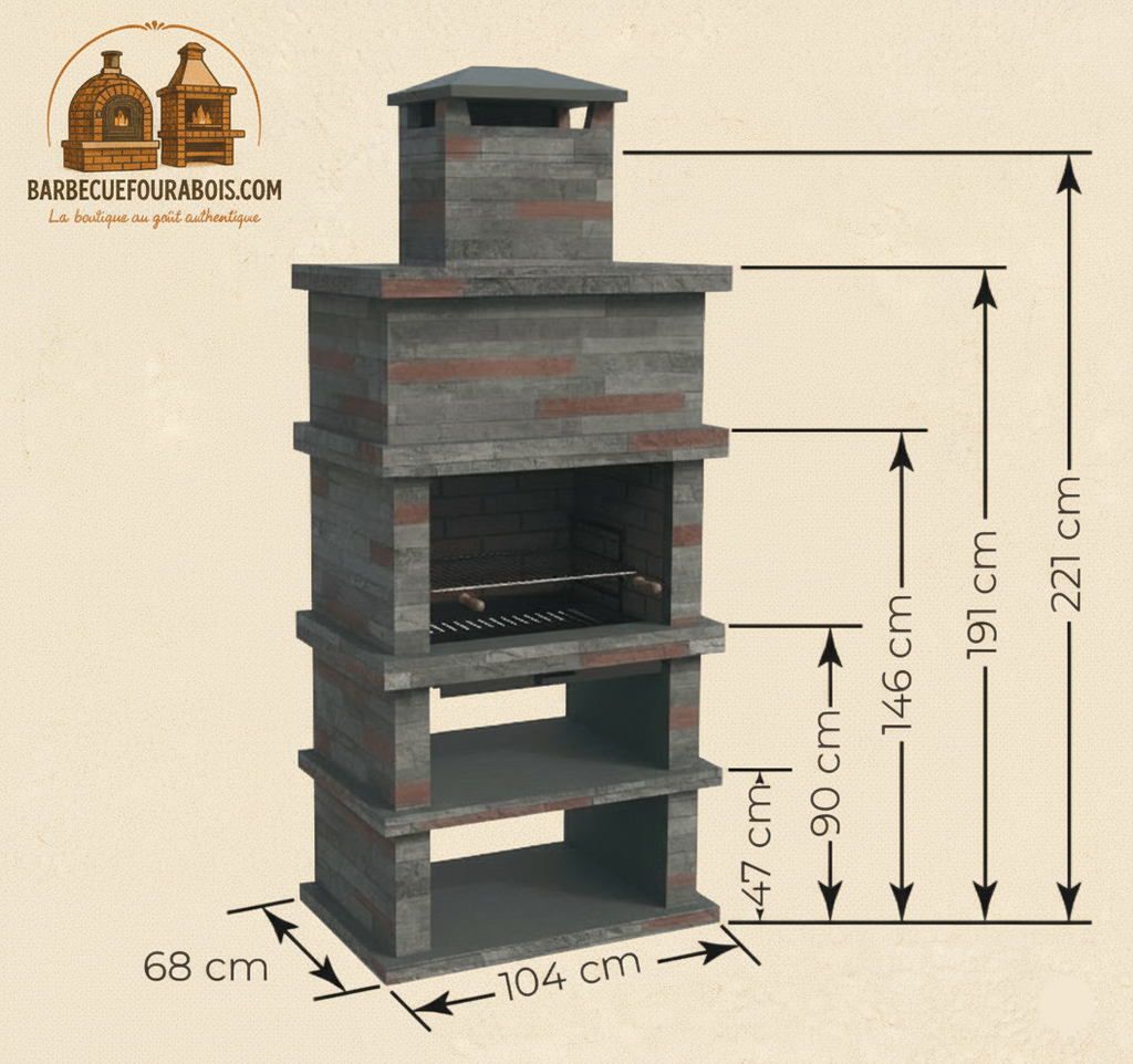 Barbecue en Pierre Reconstituée – Rocca 460 – Marron ou Gris