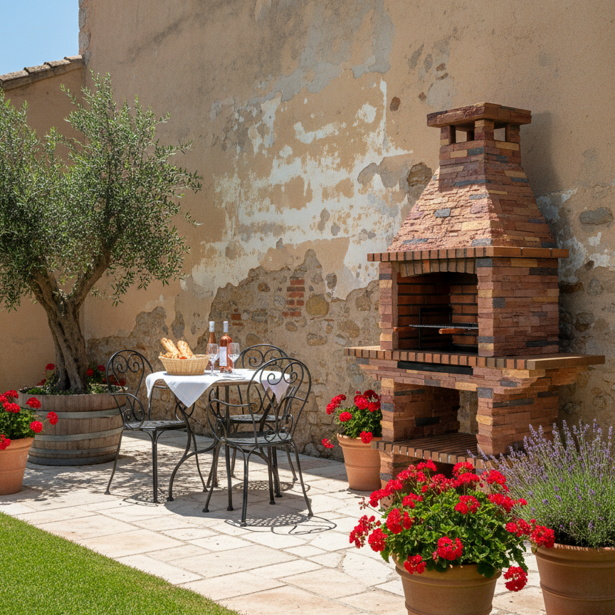 Rustika 203 – Barbecue en pierre reconstituée grand format avec grill encastrable (3 niveaux) – Inox en option