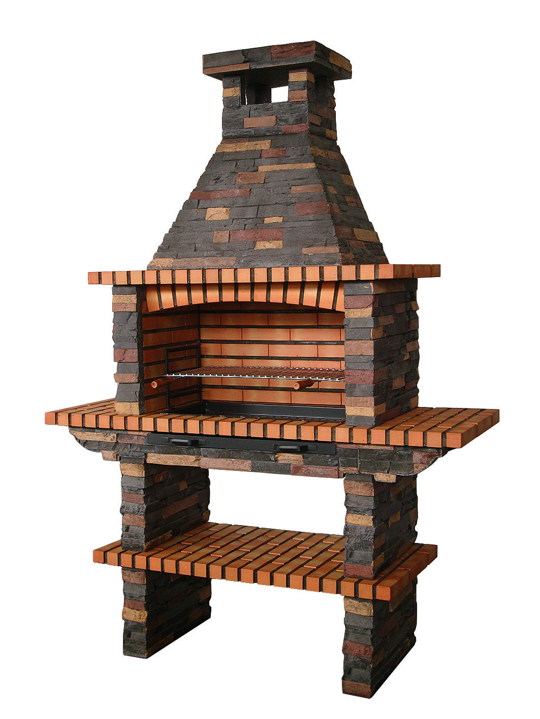 Rustika 204 – Barbacoa de piedra reconstruida y ladrillos con parrilla de 80×38 cm (acero inoxidable opcional)