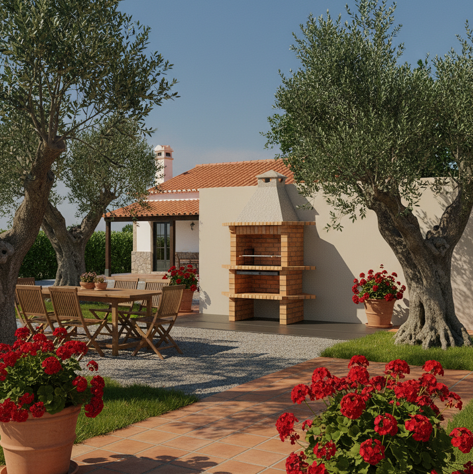 Brava 128 – Barbecue d’angle en brique avec étagères latérales & grill 69×48 cm (inox en option)