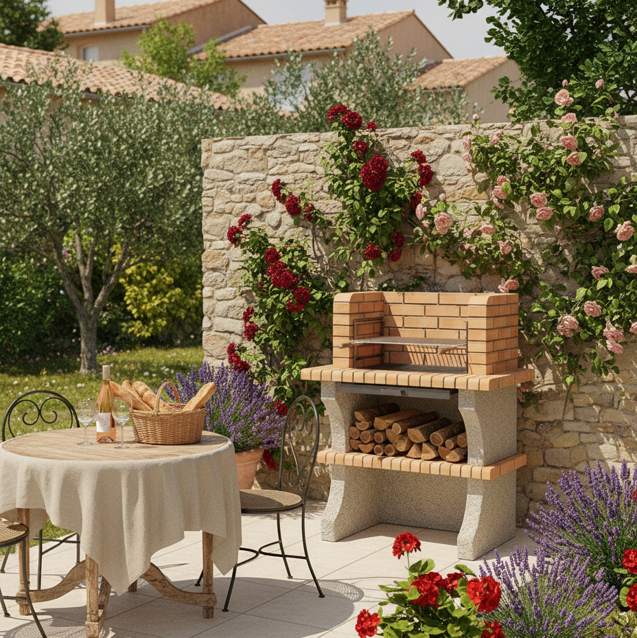 Brava 129 – Barbecue en brique sans hotte (charbon & bois) – Compact 80×60 cm