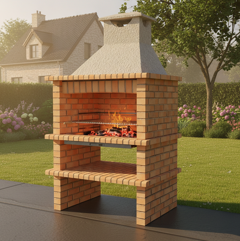 Brava 140 – Barbecue en brique avec grill 90 cm (Charbon & Bois)