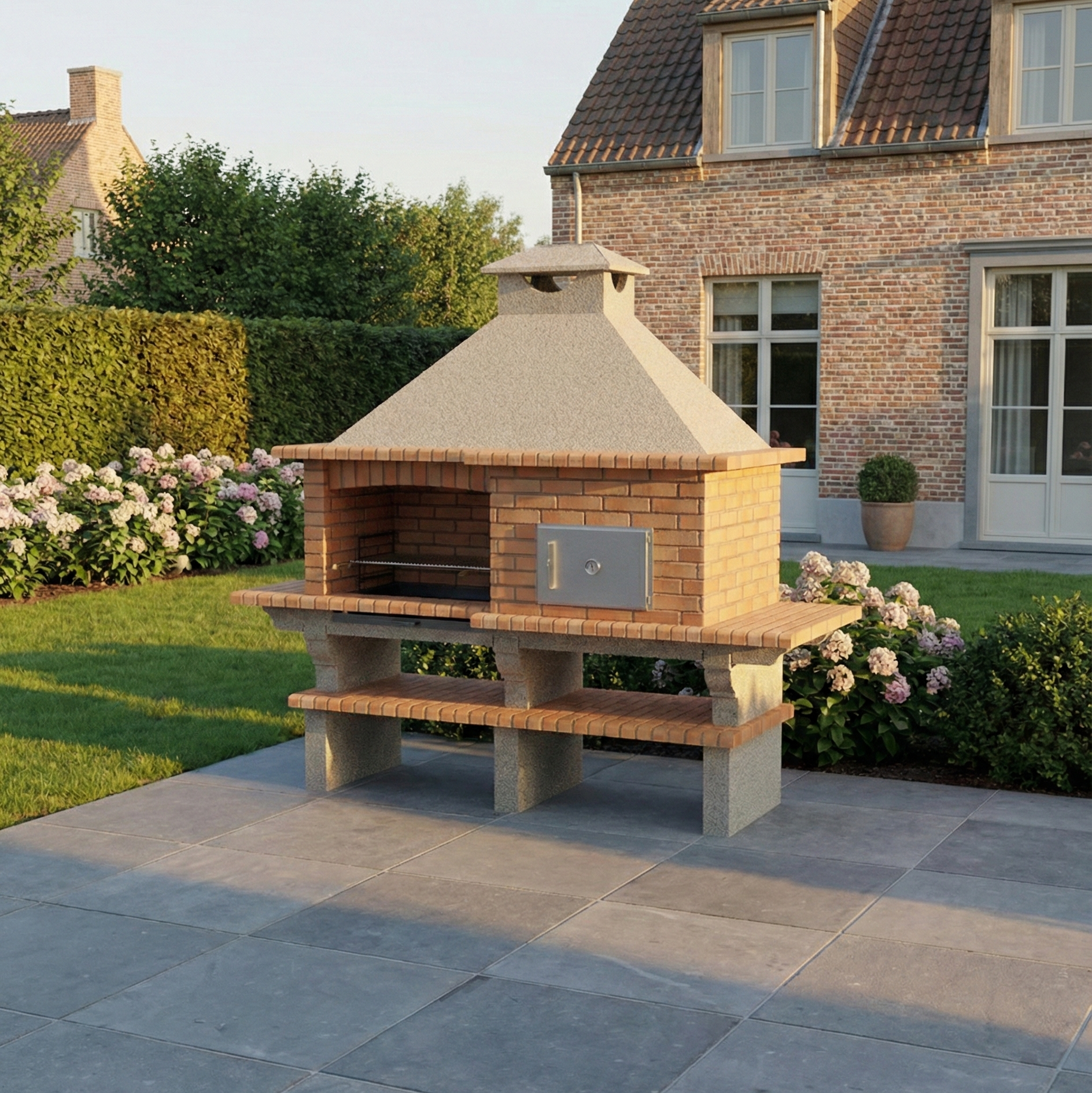 Brava 132 – Barbecue en brique grand format (266×96 cm) avec grilloir 80 cm