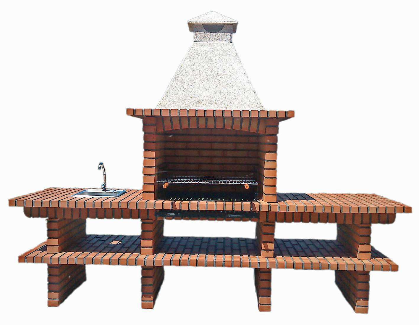 TerraCotto 172 – Barbecue en Brique XXL avec Évier & Double Plan de Travail