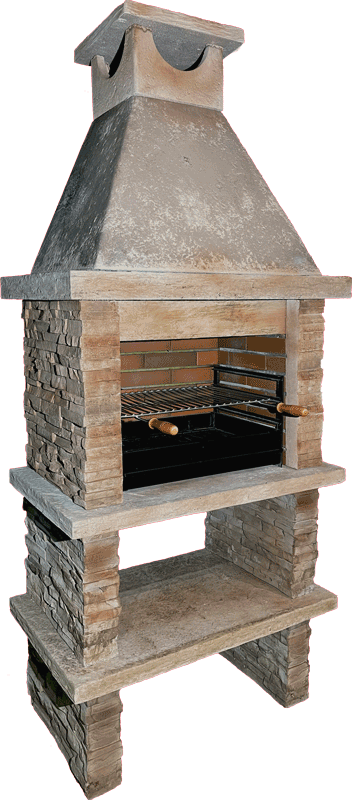 Basalto 160 – Barbecue pierre reconstituée imitation schiste (Gris ou Marron) – Grilloir 60 cm