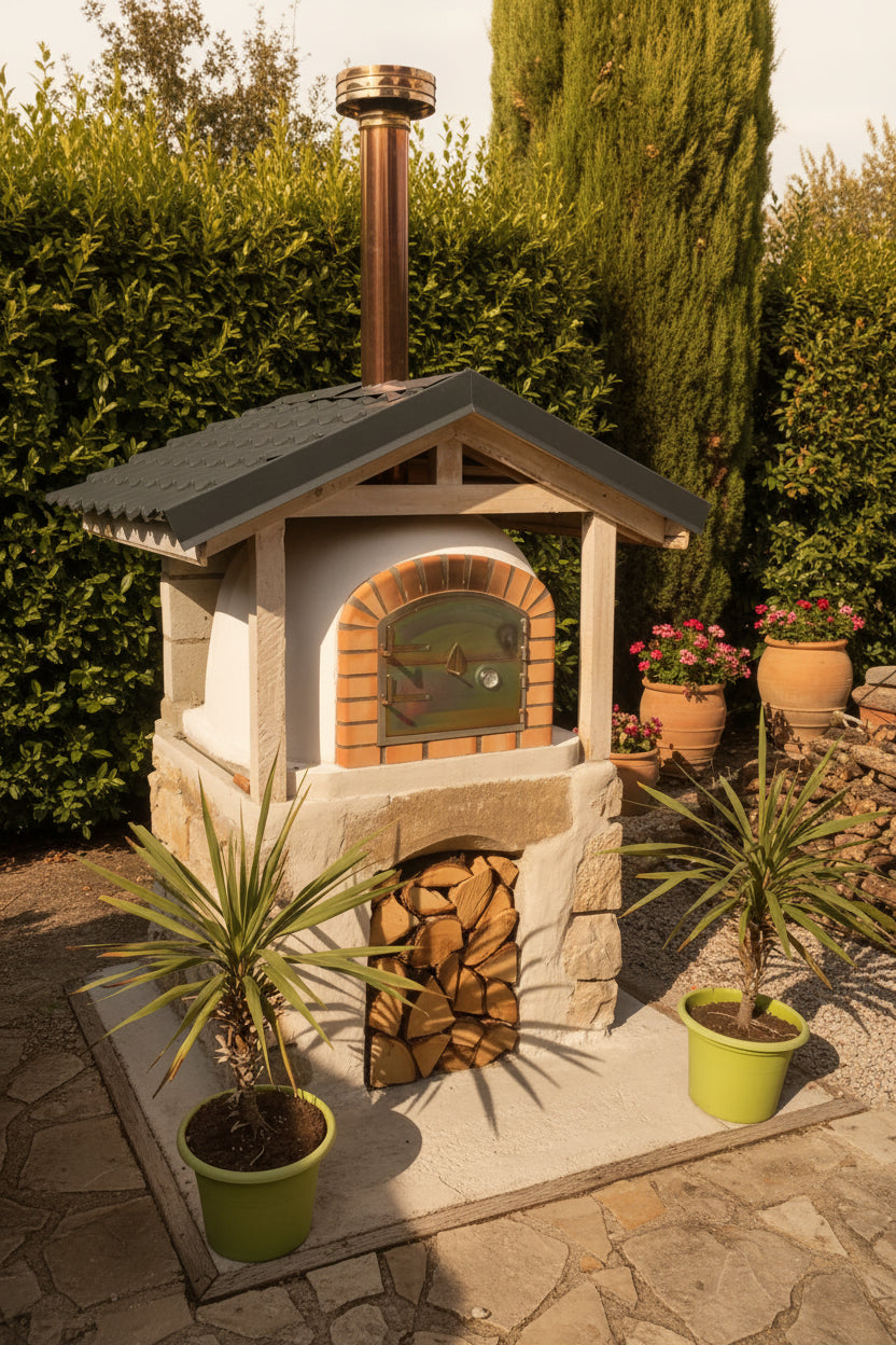 Horno de Leña CENTORO 90 cm – Horno de Pizza con Chimenea Central