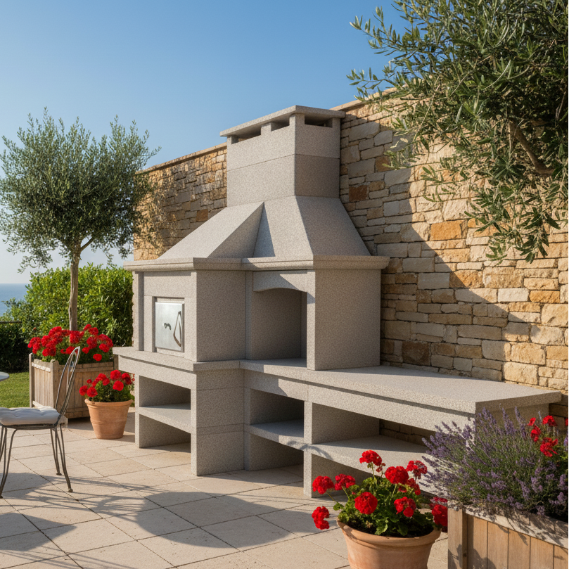 Granito 16 – Cuisine extérieure en granit avec four & évier (grilloir 70 cm)