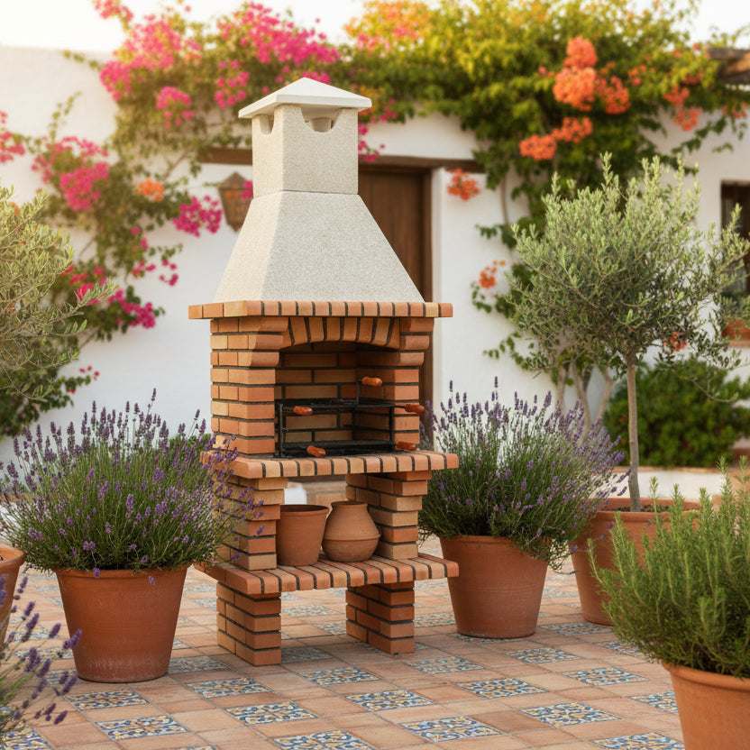 Calabria 60 – Barbecue traditionnel brique & pierre reconstituée – ouverture 47 cm