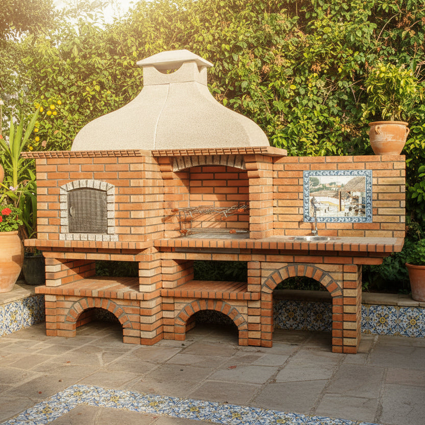 Calabria 902 - Barbecue en brique avec four à bois et évier en option