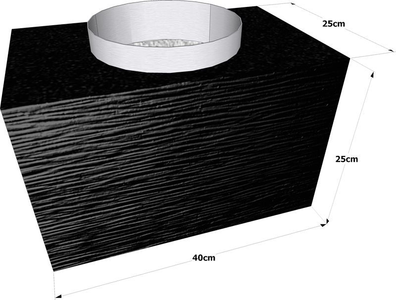 Cheminée modulaire Linea 40×25×25 cm – Sortie circulaire Ø 200 mm (tube 20 cm)