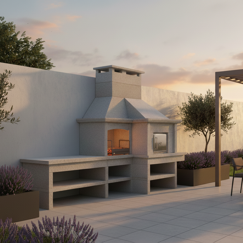 Granito 16 – Cuisine extérieure en granit avec four & évier (grilloir 70 cm)