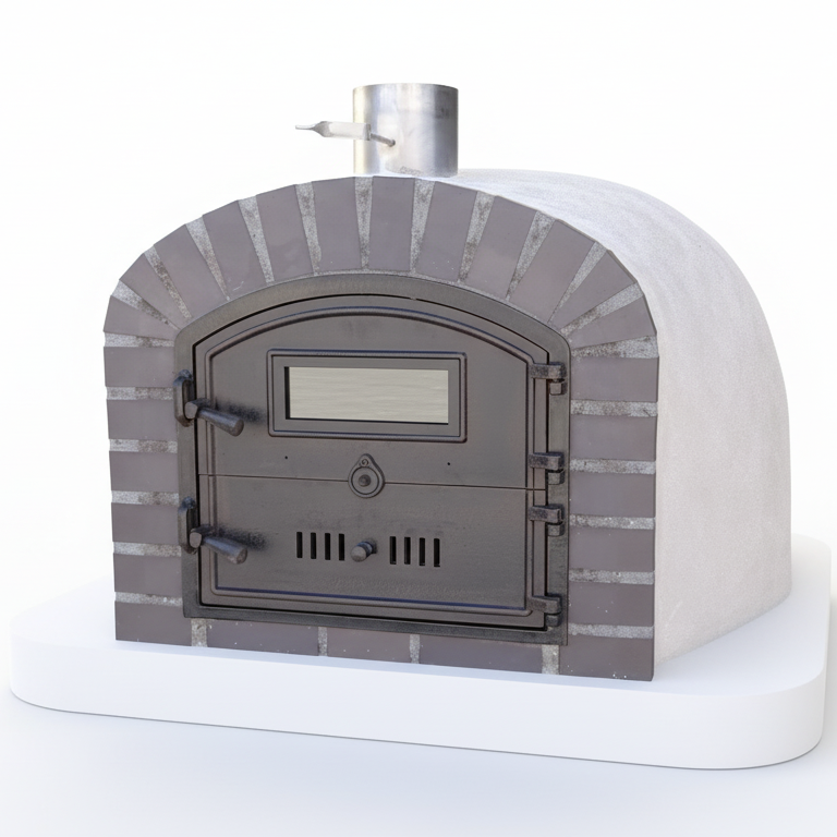 Four à Bois BRACIARO 120 cm – Four à Pizza & Rôtisserie Brique Grise