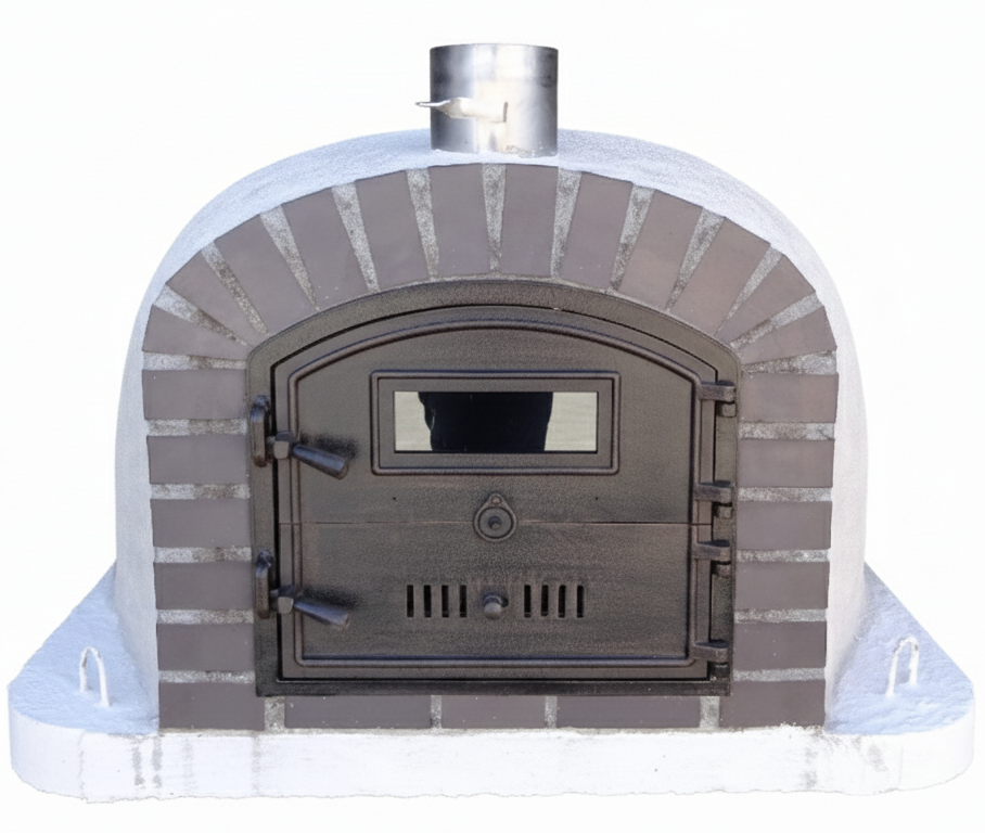 Four à Bois BRACIARO 120 cm – Four à Pizza & Rôtisserie Brique Grise
