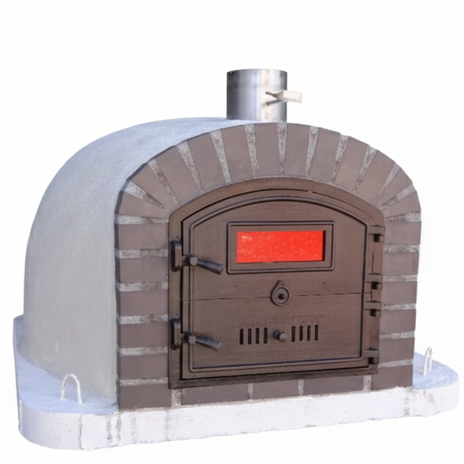 Four à Bois BRACIARO 120 cm – Four à Pizza & Rôtisserie Brique Grise
