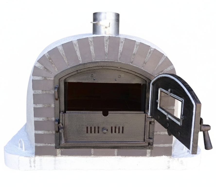 Four à Bois BRACIARO 120 cm – Four à Pizza & Rôtisserie Brique Grise