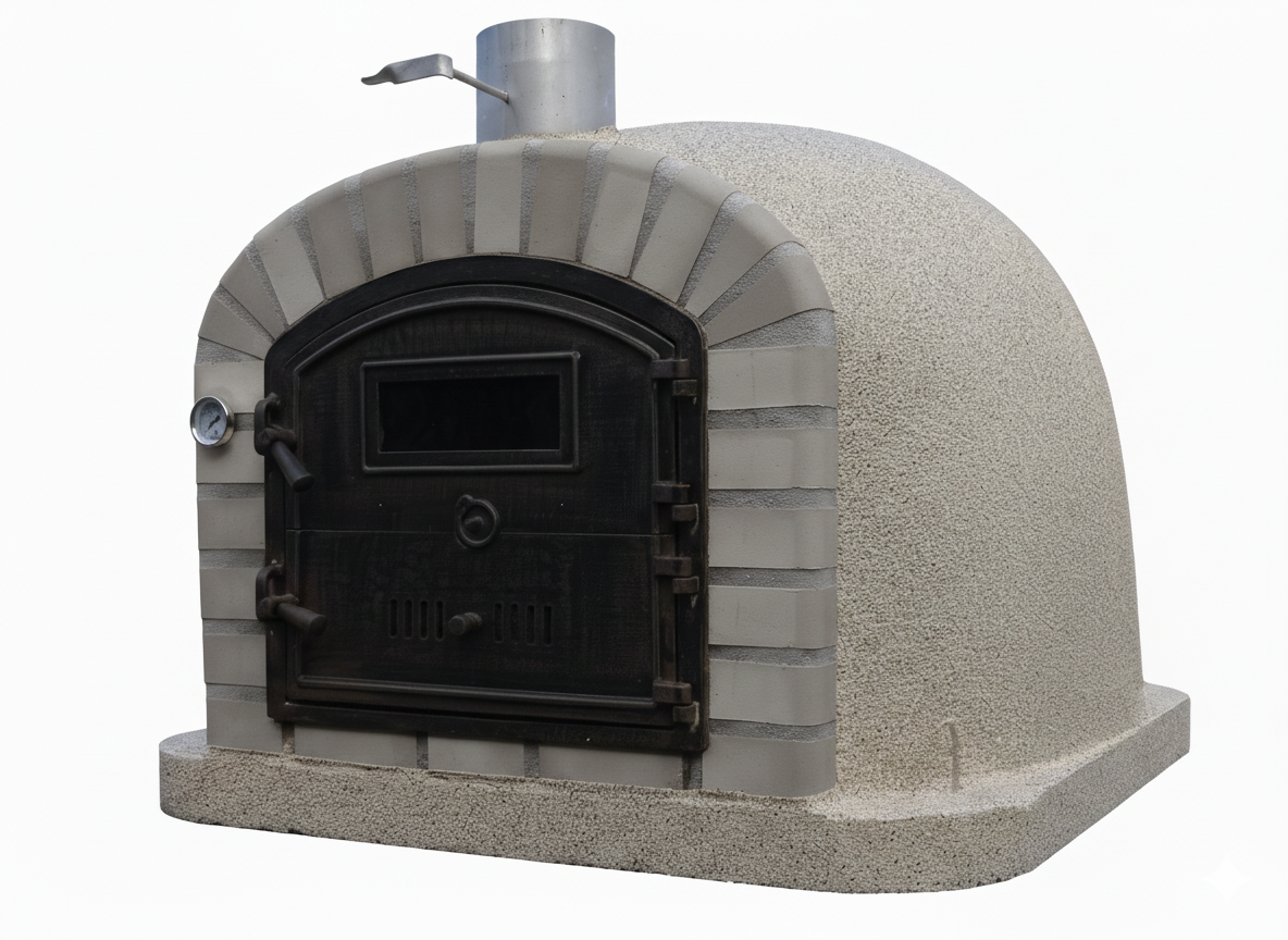 Four à Bois BRACIARO 120 cm – Four à Pizza & Rôtisserie Brique Grise