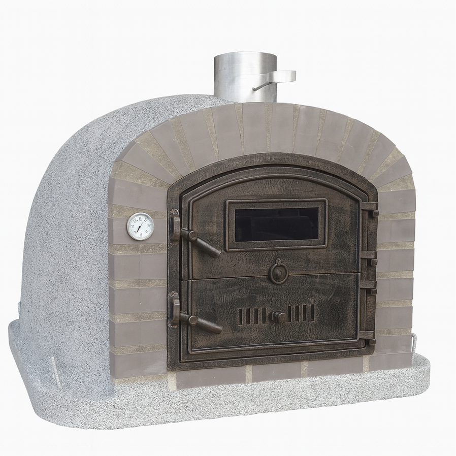 Four à Bois BRACIARO 120 cm – Four à Pizza & Rôtisserie Brique Grise