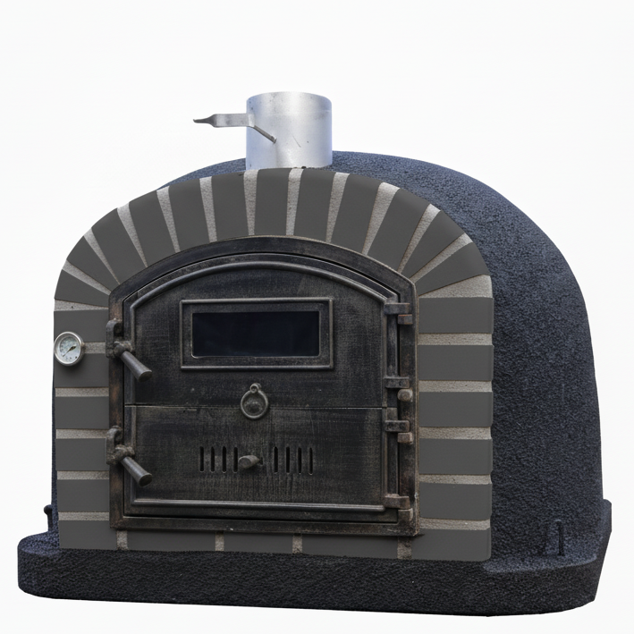 Four à Bois BRACIARO 120 cm – Four à Pizza & Rôtisserie Brique Grise