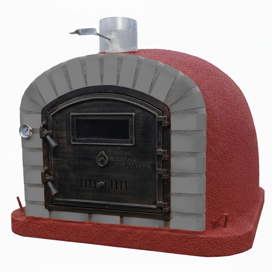 Four à Bois BRACIARO 120 cm – Four à Pizza & Rôtisserie Brique Grise