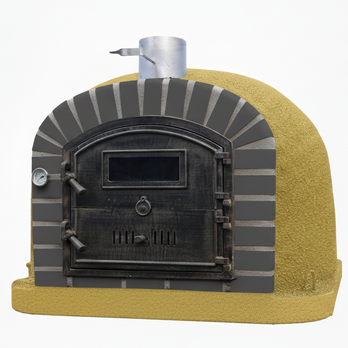 Four à Bois BRACIARO 120 cm – Four à Pizza & Rôtisserie Brique Grise