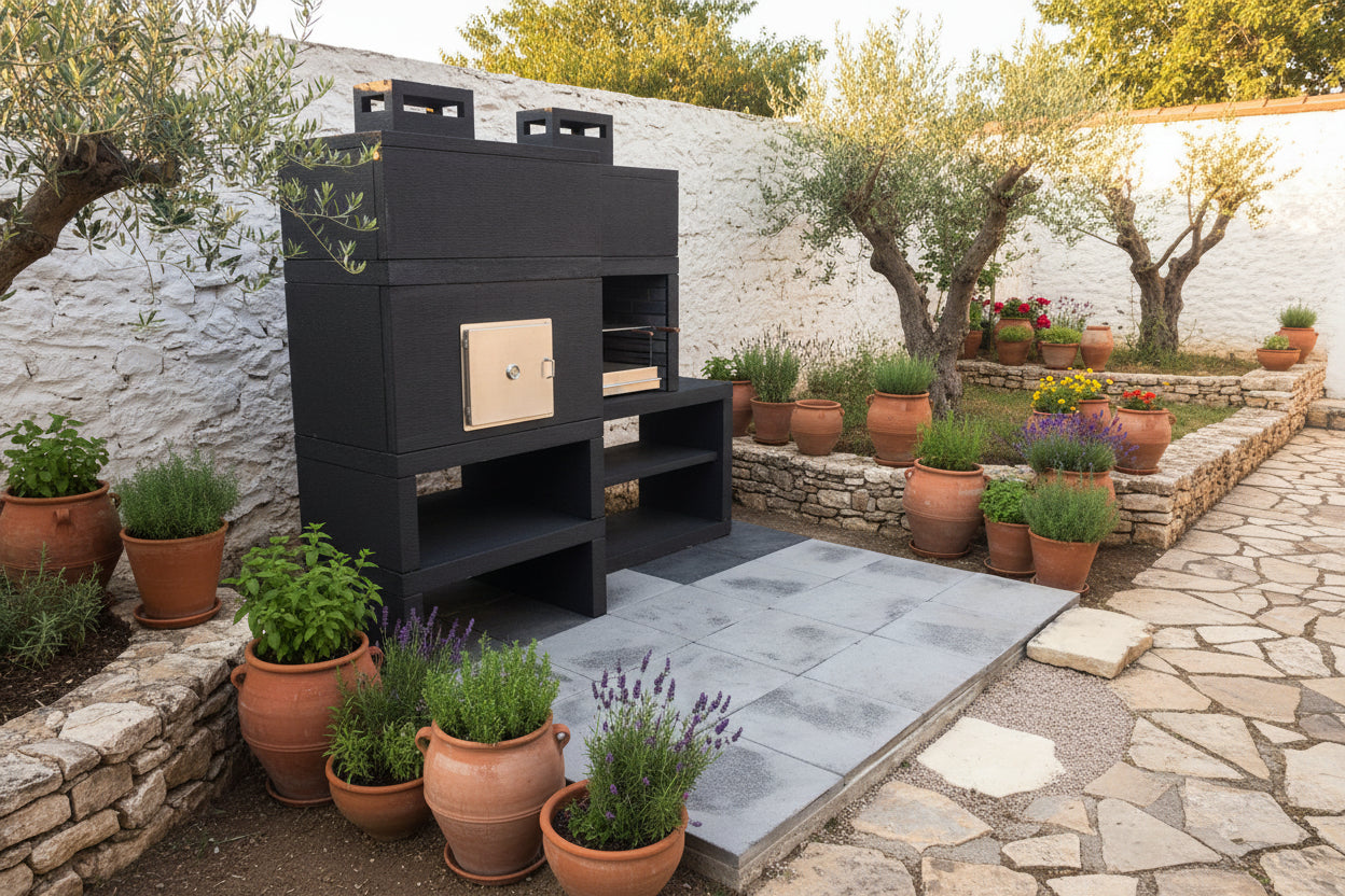 Linea 12F – Barbecue Moderne Modulaire avec Four Ø80 & Grilloir 60 cm