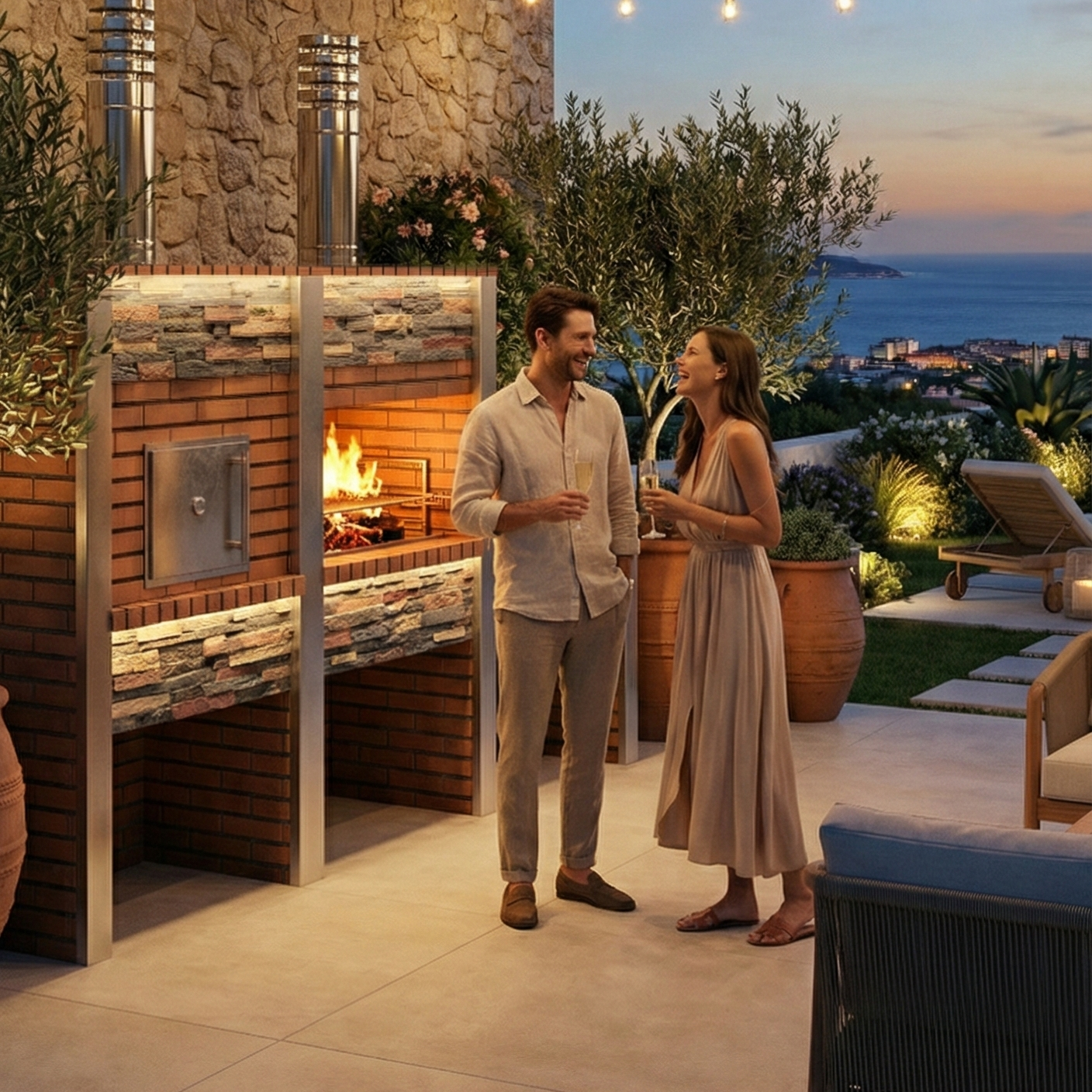 Inoxa 306 – Barbacoa premium de piedra recreada con Horno Ø75 cm y parrilla de 80×38 (kit de aislamiento incluido)