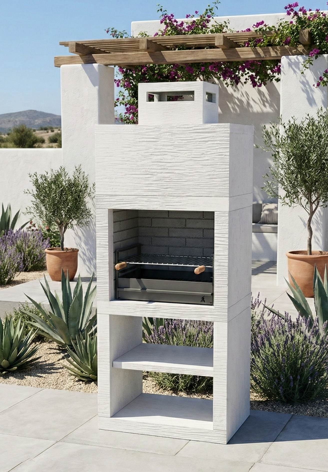 Linea 10 – Barbecue moderne design (4 coloris) avec grilloir acier 60 cm inclus