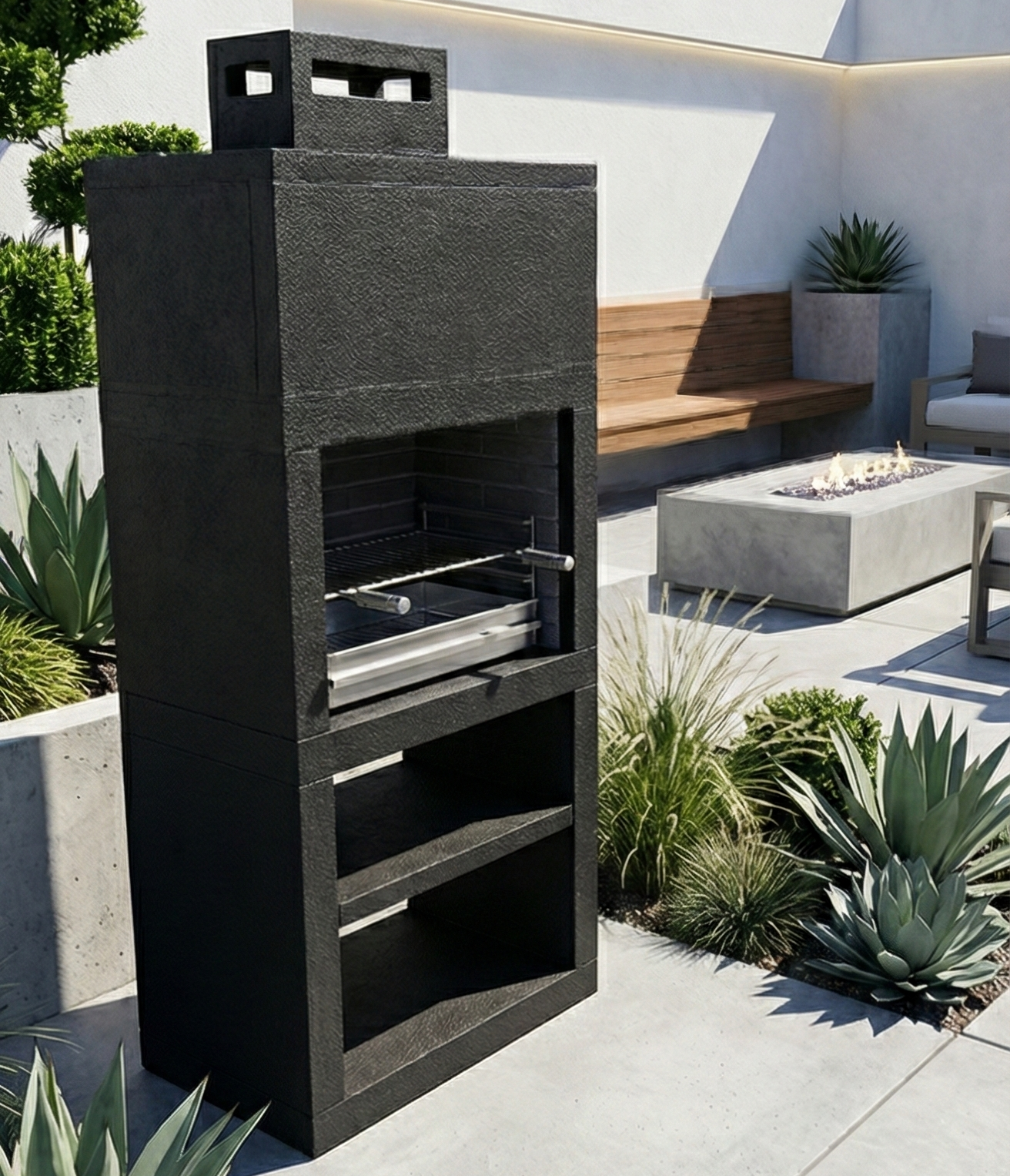 Linea 10 – Barbecue moderne design (4 coloris) avec grilloir acier 60 cm inclus