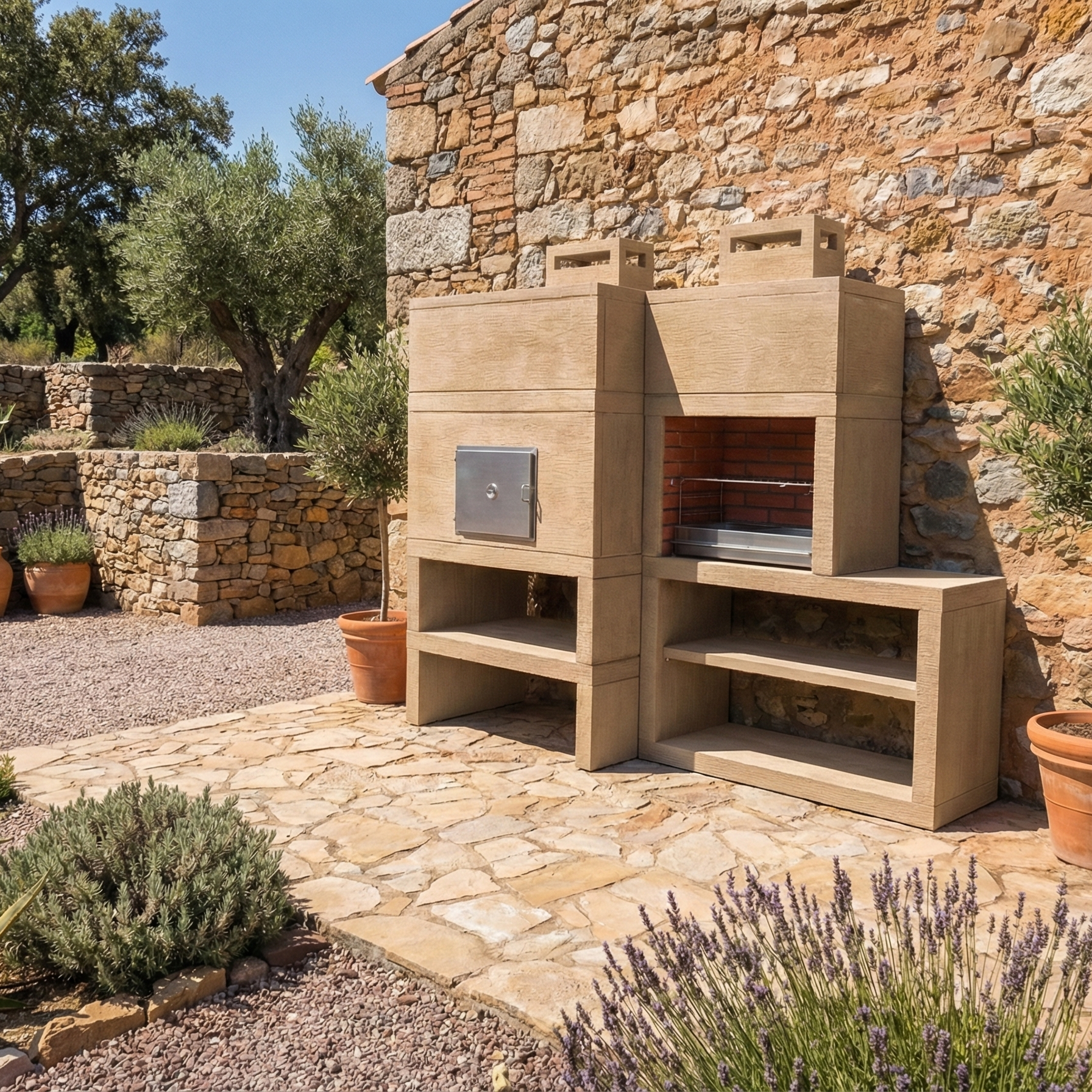 Linea 12F – Barbecue Moderne Modulaire avec Four Ø80 & Grilloir 60 cm