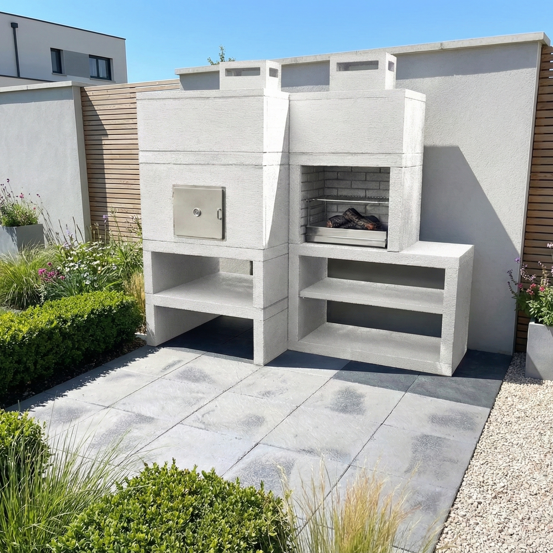 Linea 12F – Barbecue Moderne Modulaire avec Four Ø80 & Grilloir 60 cm