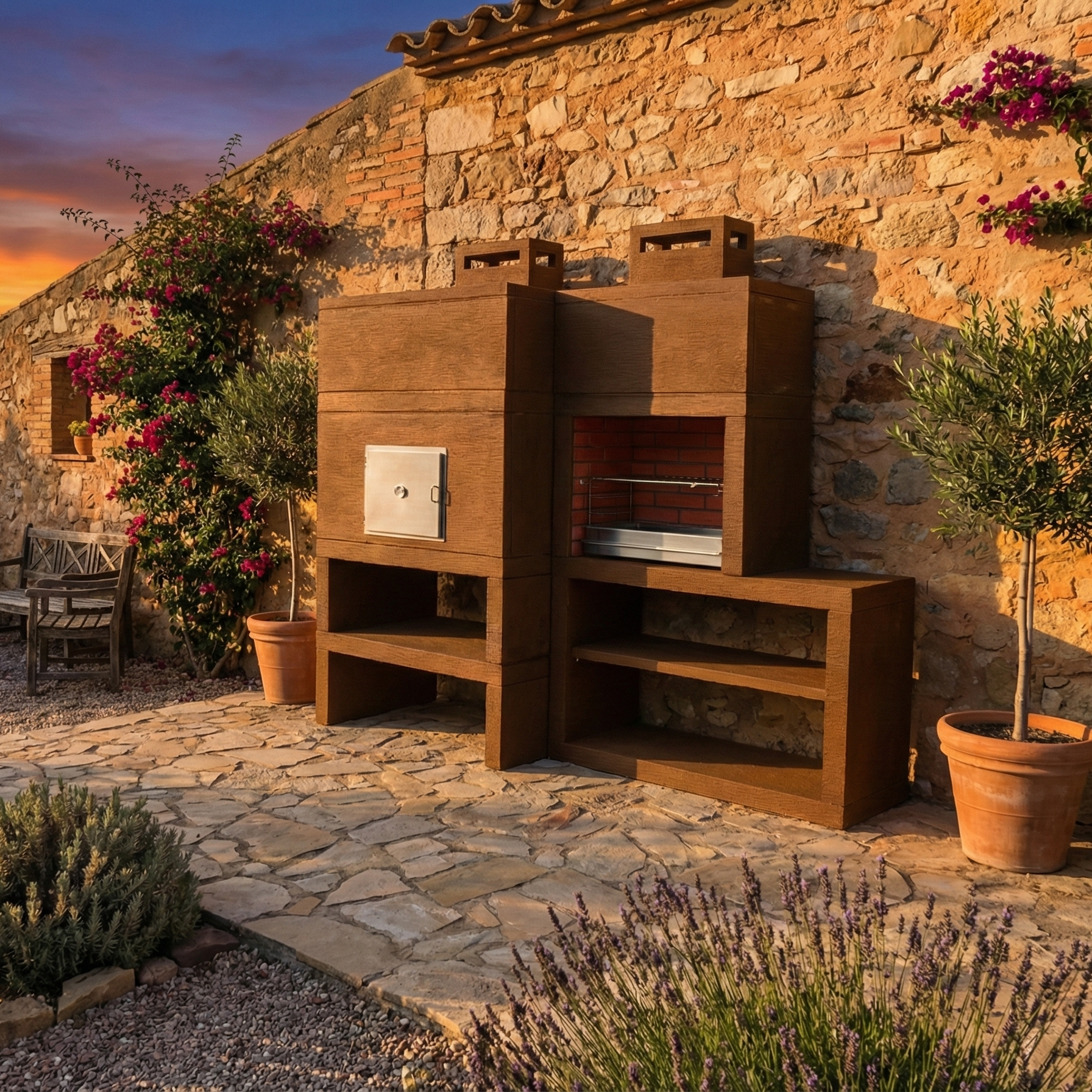 Linea 12F – Barbecue Moderne Modulaire avec Four Ø80 & Grilloir 60 cm