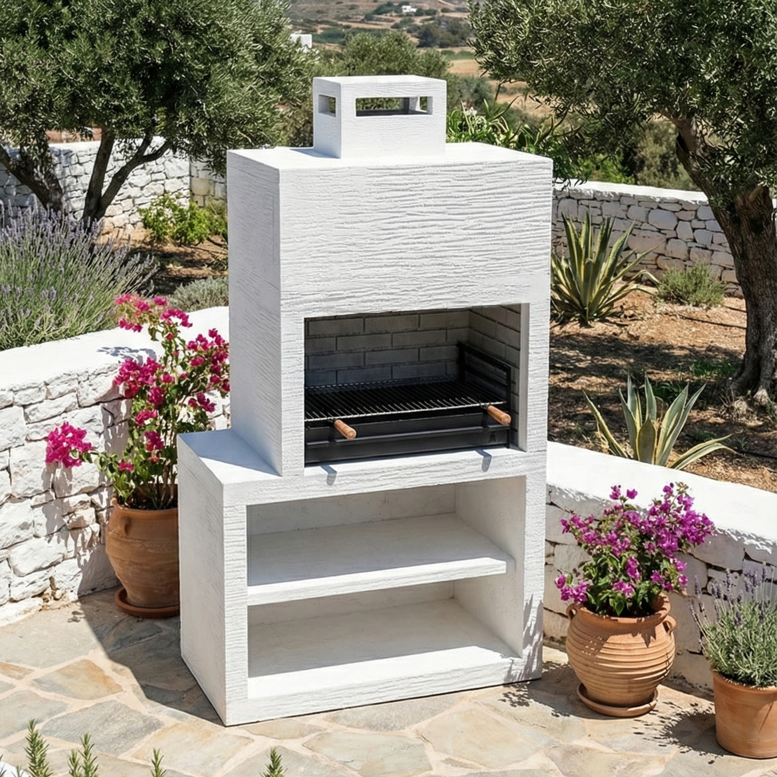 Linea 13 – Barbecue moderne avec module latéral (4 coloris) – grilloir acier 80 cm inclus