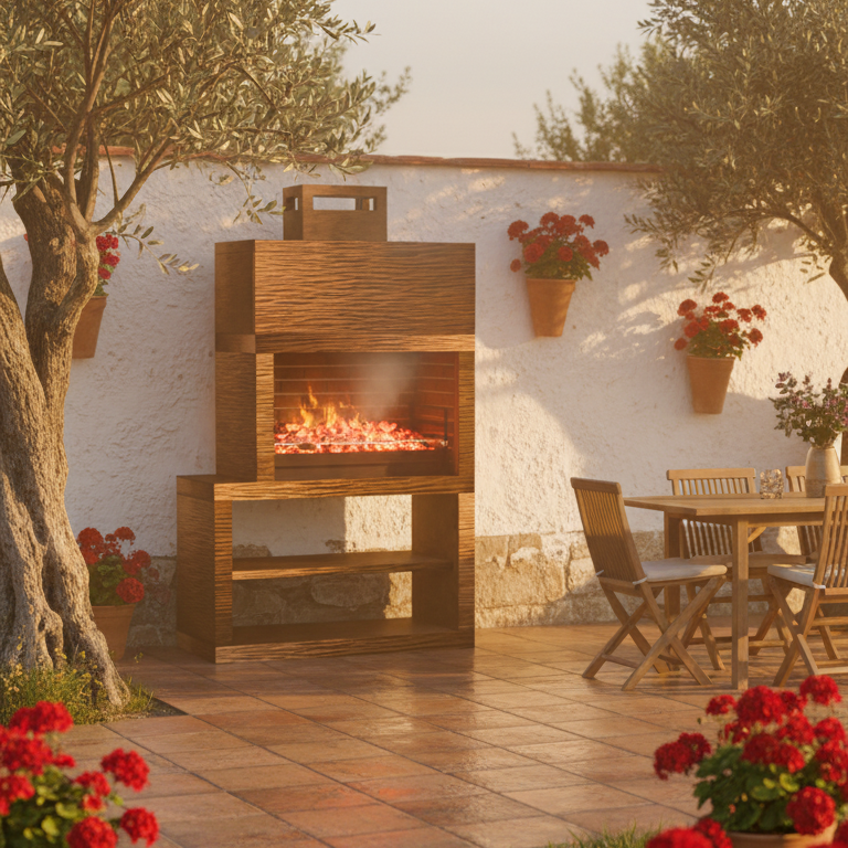 Linea 13 – Barbecue moderne avec module latéral (4 coloris) – grilloir acier 80 cm inclus